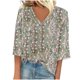 thumbnail image 2 of Blusas de Manga Corta para las Mujeres de Moda Sólida Camiseta Casual con Cuello en V, Ligero Top de Verano para Diario, 2 of 4