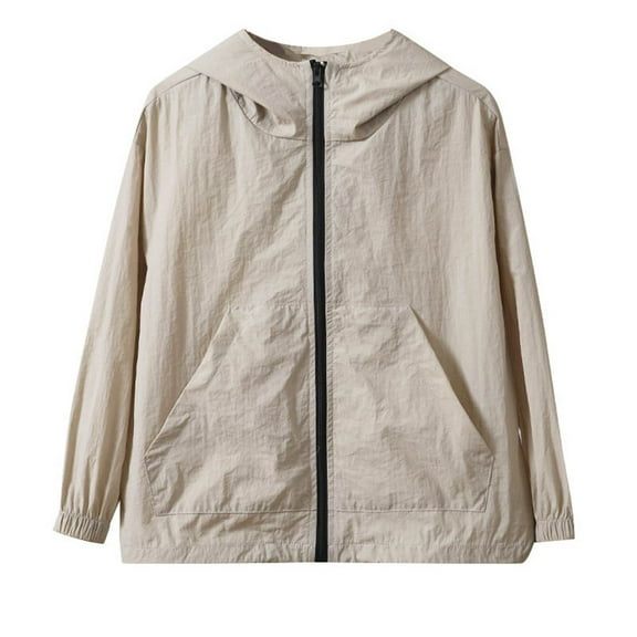 Utlike Boys Sun Jacket Children'S Fashion Casual Solid Color Zip Up Sun Hoodie Upf50  Lightweight Jacket Boys Daily Wear Jackets Softness Size 3-4 Years