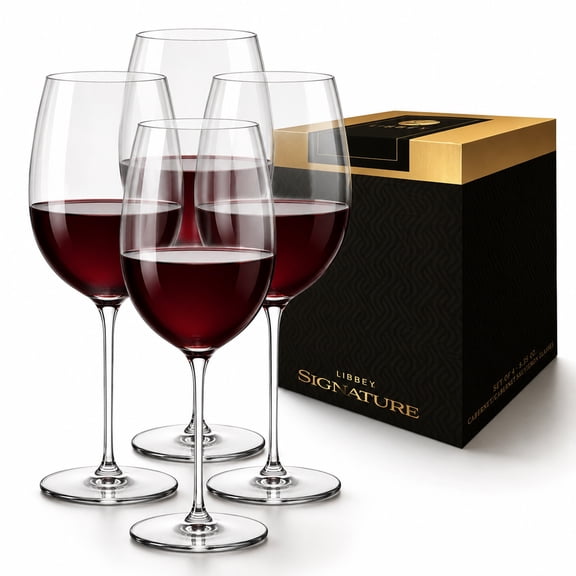 Libbey Signature Kentfield Wine Glasses Set of 4, 20 oz Lead-Free Stemmed Cups for Red, White and Rosé Wine, Dishwasher Safe- Comes with a Gift Box