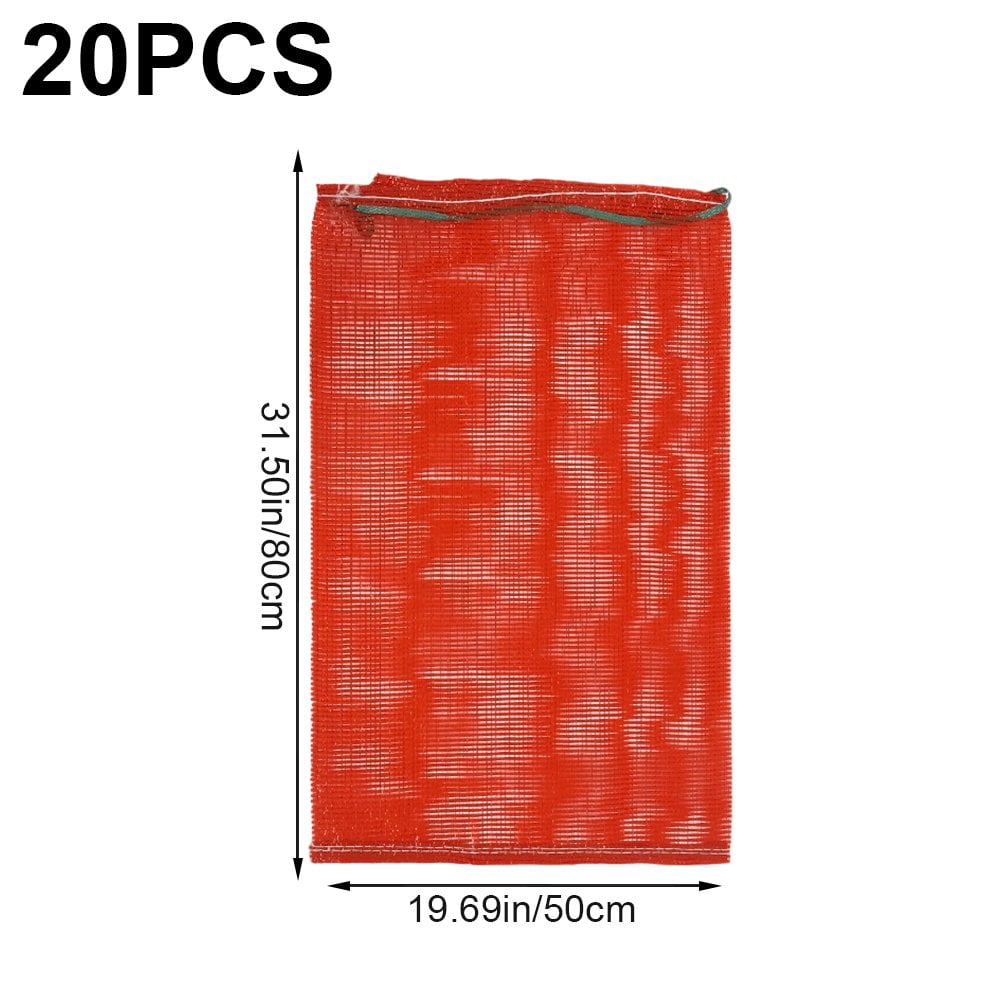 Vjnyvs 20Pcs Extra Large Reusable Produce Mesh Bag, Ventilated Storage Sack Vegetable Net Bags Onion Storage Bag Drawstring For Garden Produce Potato Storage