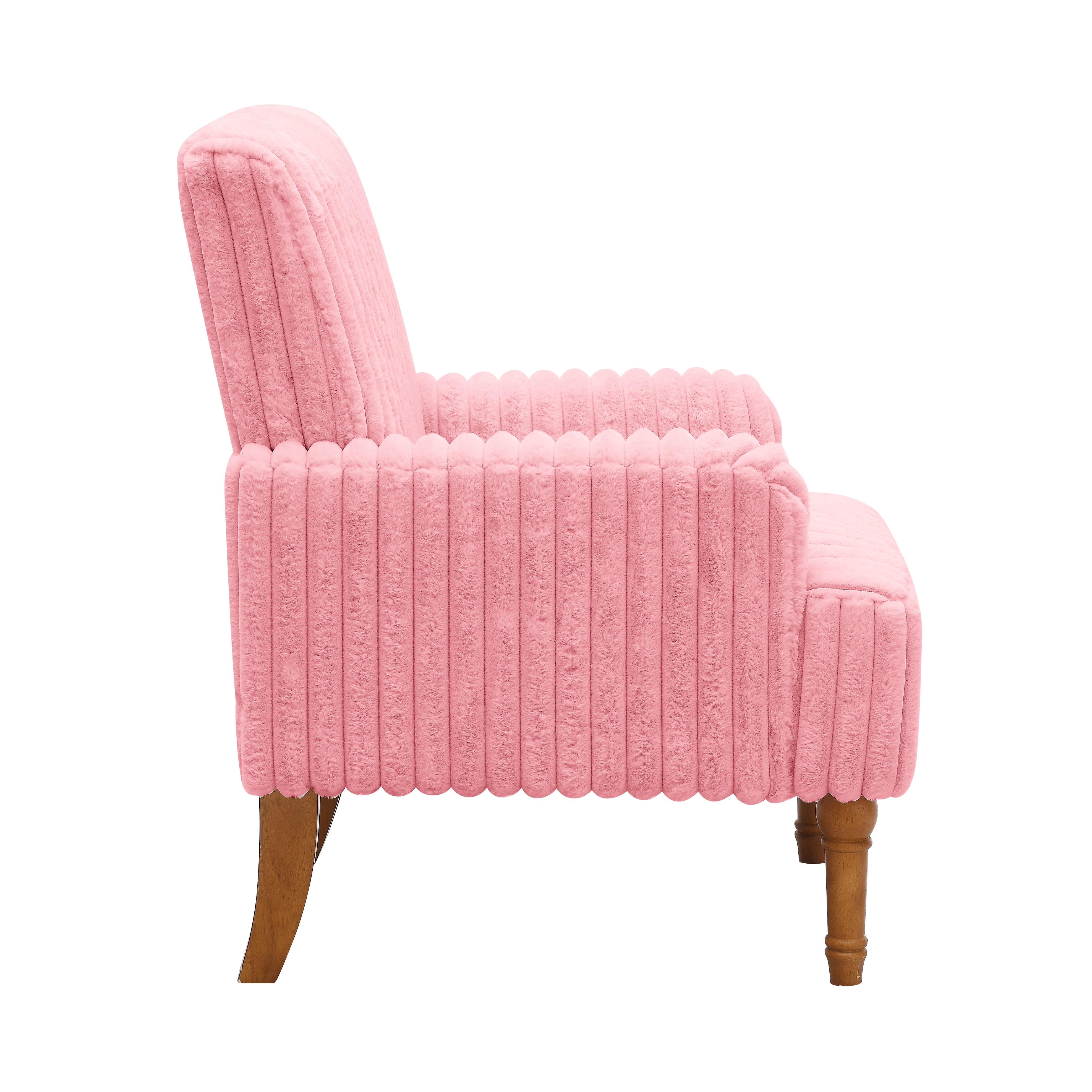 Modern Accent Chair with Wide Wale Corduroy, 9 Inch Solid Wood Legs, Upholstered Armchair with Thick High-Density Foam Cushion for Living Room, Pink
