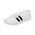 thumbnail image 3 of gzxflxpge Women's Striped Canvas Casual Shoes, Low Top Lace Up Lightweight Walking Sneakers White 5.5（CN-36）, 3 of 4
