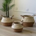 thumbnail image 2 of Cesta de almacenamiento de cuerda de maíz de paja de 3 piezas, cesta de lavandería, cesta de almacenamiento de piso, cesta de bambú, artículos diversos, como se muestra, como se muestra, 2 of 5