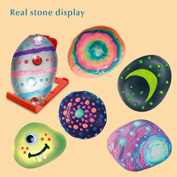 kjfeif Kit de Peinture sur Roche Libérez la Créativité Cadeau de Noël Présent Meilleur Cadeau de Noël pour Enfants Interaction Parent-Enfant Cadeaux d'Anniversaire pour Garçons Filles de 3 4 5 6 7