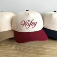 thumbnail image 4 of Embroidered Wifey Two-Toned Trucker Hat | Wife Trucker Hat | Bride Baseball Hat | Bachelorette | Gift for Her | Anniversary Gift | CCTHW1, 4 of 5