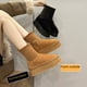 thumbnail image 5 of Botas de nieve para mujer, cortas, forradas con vellón, con cinco capas de espuma gruesa, suela gruesa y acolchada de algodón, botas de lápiz Mulberry para estudiantes, 5 of 5