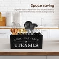 thumbnail image 6 of Tzdxfgl Extra Large Wood Utensil Holder, 4-Compartment Silverware Organizer for Kitchen Countertop, 14.5 x 6.7 x 5.5" Farmhouse Cutlery Caddy with Removable Dividers, Black, 6 of 12