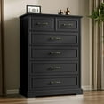 thumbnail image 4 of FANRAL Tall Dresser for Bedroom with 6 Drawers Chest of Drawers,Wooden Dresser Storage Cabinet with Metal Handles,Black Dresser, 4 of 8