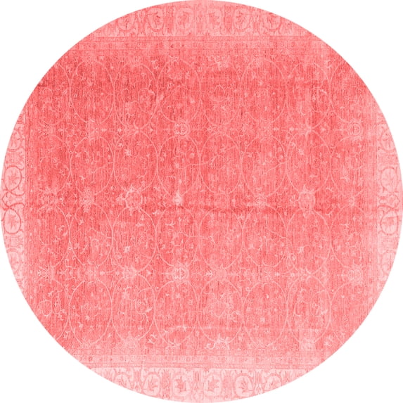 Ahgly Company Machine Washable Indoor Round Oriental Red Modern Area Rugs, 5' Round
