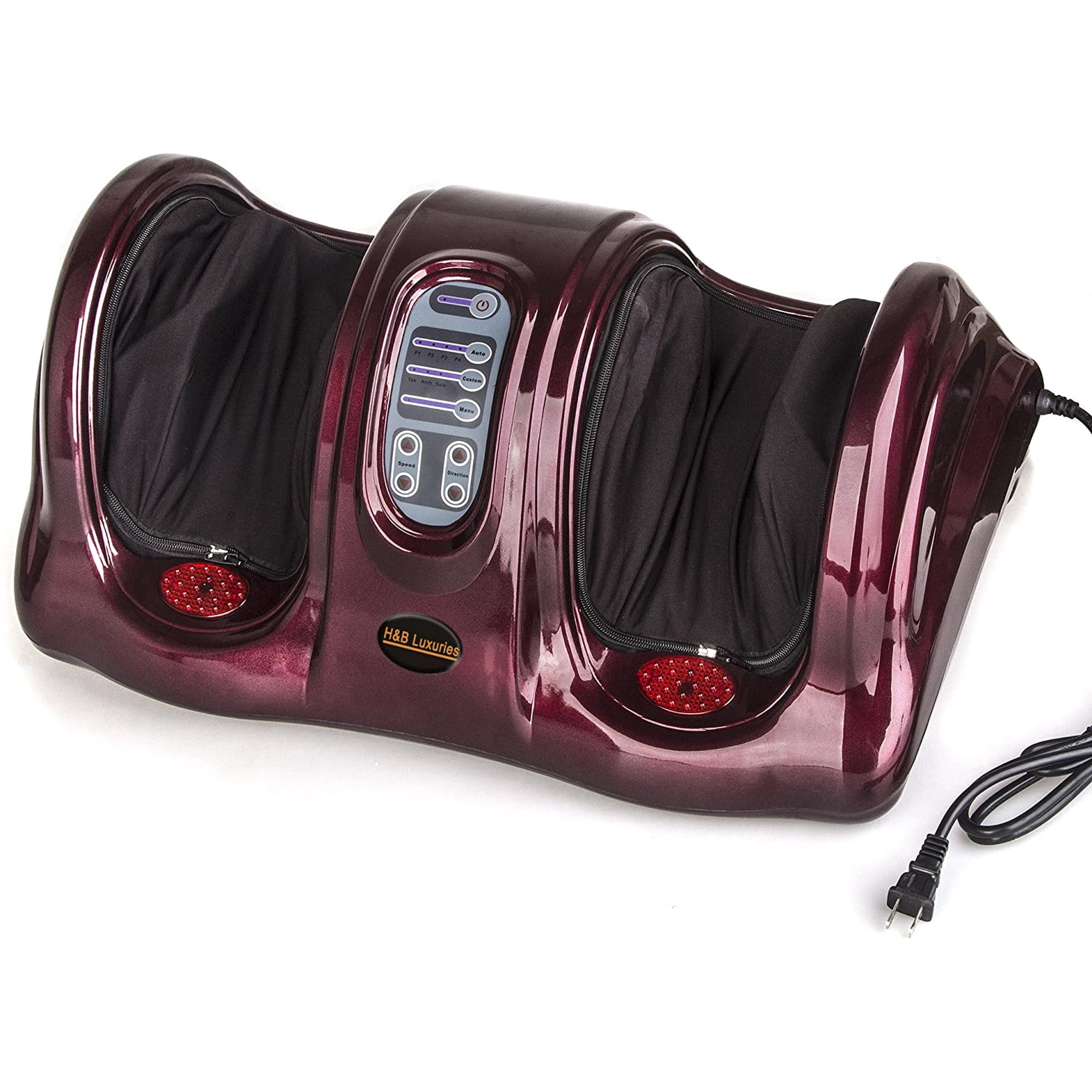 Electric Shiatsu Foot Massager for Pain Relief, Deep Kneading Rolling Feet and Calf Massager, Leg Circulation Machine for Plantar Fasciitis and Neuropathy, Red