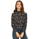 thumbnail image 1 of Blusa Allegra K Floral Vintage Cuello Fruncido con Volantes Manga Larga Mujer Negro XS, 1 of 6