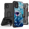 thumbnail image 1 of ANJ+ Rugged Hybrid Shockproof Case w/Kickstand + Holster Clip Card Slot Cover for Motorola Moto G Stylus (2021 Release) - Sharks, 1 of 3