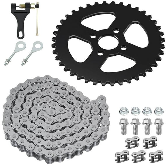 40 Tooth Sprocket 420 Chain with Rear Drive Chain 90 Links Fit for Coleman Mini Bike CT200U BT200X CT200U-EX Baja Warrior TrailMaster MB200 Axis M200 Predator 212 196cc 200cc 6.5hp Parts