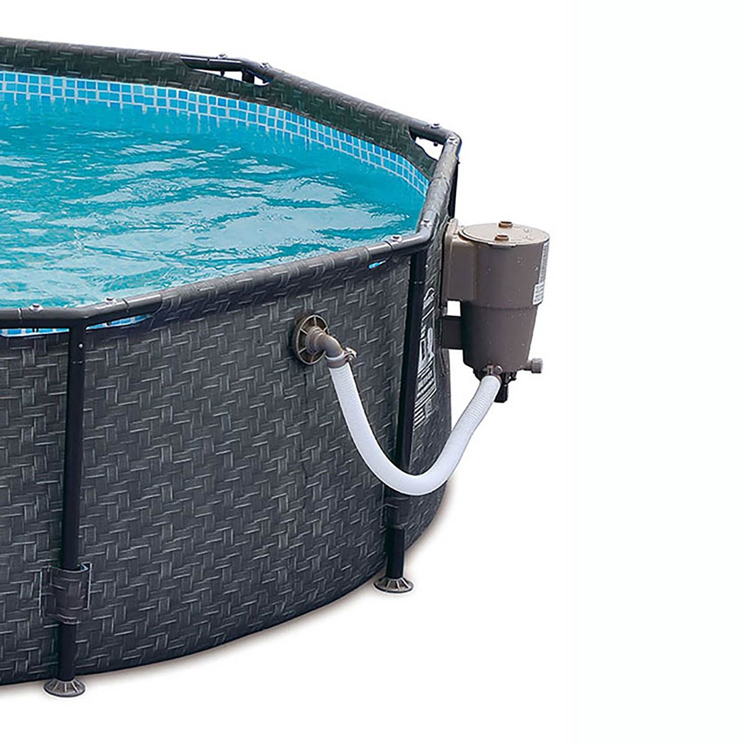 Summer Waves 14 X 48 Above Ground Frame Pool Set W Pump Dark Wicker Walmart Com