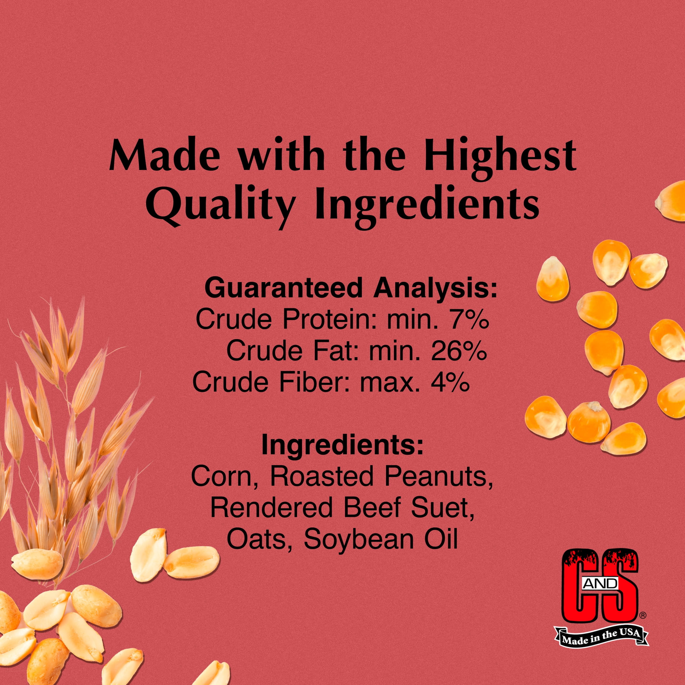 (2 pack) C & S Products Peanut No-Melt Suet Nuggets, 27 oz, Wild Bird Food, Fresh, 1 Pack