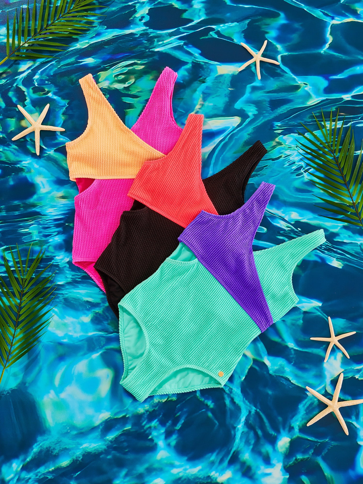 Justice Girls One Piece Color Block Wrap Swimsuit, sizes XS-XL
