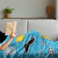 thumbnail image 3 of Gender Reveal Soft Flannel Fleece Throw Blanket, Its a Boy Lettering Mustache Unicorn Pacifier, Cozy Plush for Indoor and Outdoor Use, 50" x 70", Yellow Sky Blue, by Ambesonne, 3 of 5