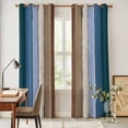 thumbnail image 4 of Blue Brown Kitchen Curtains 84 Inch Length, Farmhouse Wood Grain Vintage Vertical Striped Grommet Top Bedroom Living Room Curtains, Light Filtering Cafe Curtain Drapes 2 Panels Set 84''x84'', 4 of 9