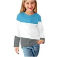 thumbnail image 2 of Hicidod Girls Casual Long Sleeve T Shirts Loose Soft Color Block Tunic Tops Cute Crew Neck Cozy Kids Boys Tees for Spring, 2 of 6