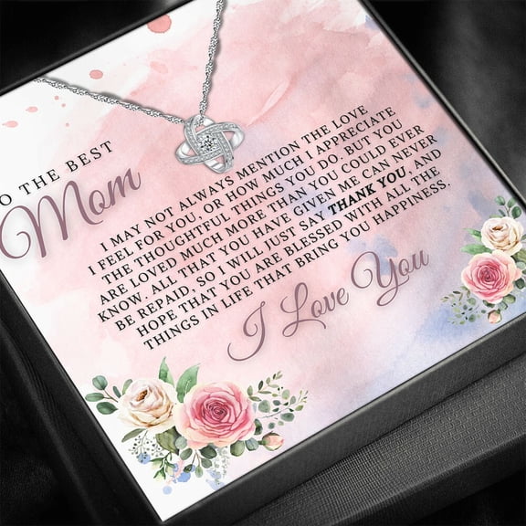 To My Mom Mother’S Day Appreciation Necklace, A Meaningful Necklace Perfect For Anniversaries, Birthdays, Valentine V7056, White Love Knot Necklace