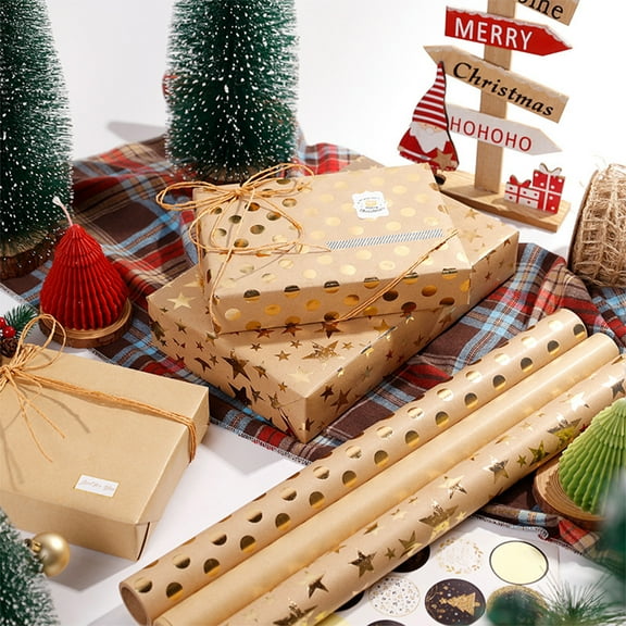 Solive Christmas Decorations 118x17inches Christmas Wrapping Paper Roll Christmas Gift Decoration Paper Vintage Kraft Paper Wrapping Paper Suitable For Holiday Gift