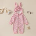 thumbnail image 2 of MIXUE Baby Girls Rompers Easter Bunny Long Sleeve Cartoon Print Hooded Bodysuits Streetwear,Pink,6-12 Months, 2 of 6