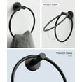 thumbnail image 2 of BWE 5-Piece Matte Black Wall-Mounted Bathroom Hardware Set with Towel Bar Hook Toilet Paper Holder and Ring, 2 of 7