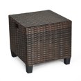 thumbnail image 7 of Patiojoy 2 Piece Outdoor Patio Rattan Ottoman Cushioned Wicker Stools Turquoise, 7 of 7