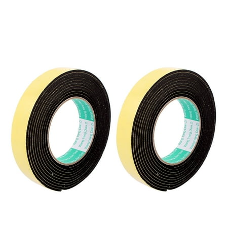 2pcs Black 2.5CM Wide 4M Length 3MM Thick Single Sided Shockproof Sponge Tape
