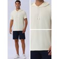 thumbnail image 4 of DARING DIVA Men's Casual Short Sleeve Pullover Drawstring Hooded T-Shirt M Beige, 4 of 6