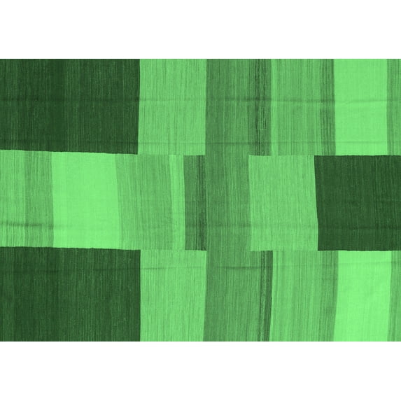 Ahgly Company Indoor Rectangle Abstract Emerald Green Contemporary Area Rugs, 8' x 12'