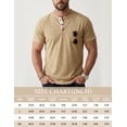 thumbnail image 5 of Men's Casual Henley Shirt Short Sleeve Cotton Fashion T-Shirt with Pocket, Retro Textured Slim Fit Summer Top Apricot 2XL, 5 of 8