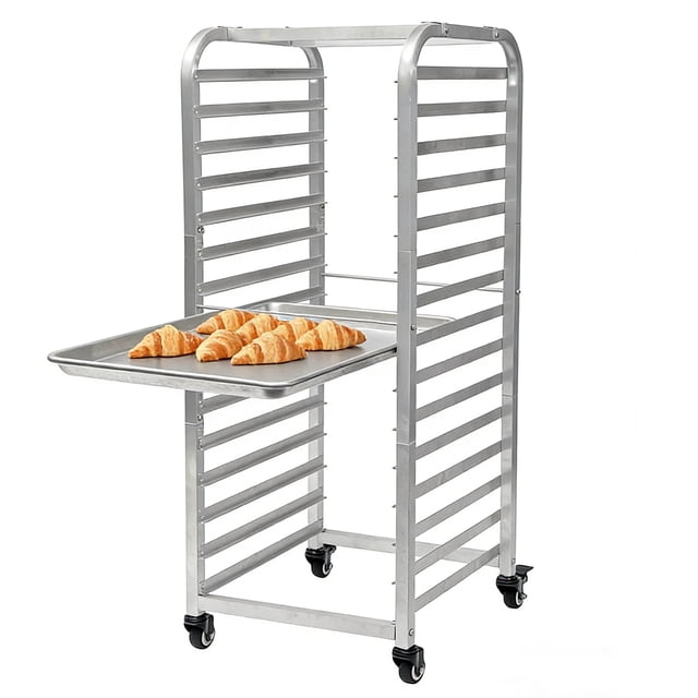 BeesClover Aluminum Bakery Rack, Commercial Kitchen Bun Pan Sheet Pan Rack, Mobile Bakers Trolley with Storage Cooling Racks and Lockable Casters for Kitchen & Bakery