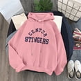 thumbnail image 2 of Sweatshirts for Women Fall Winter Loose Hooded Long Sleeve Cap Off the Shoulder Drawstring Graphic Leisure Cotton Hoodie Sweatshirts(Pink,XL), 2 of 9