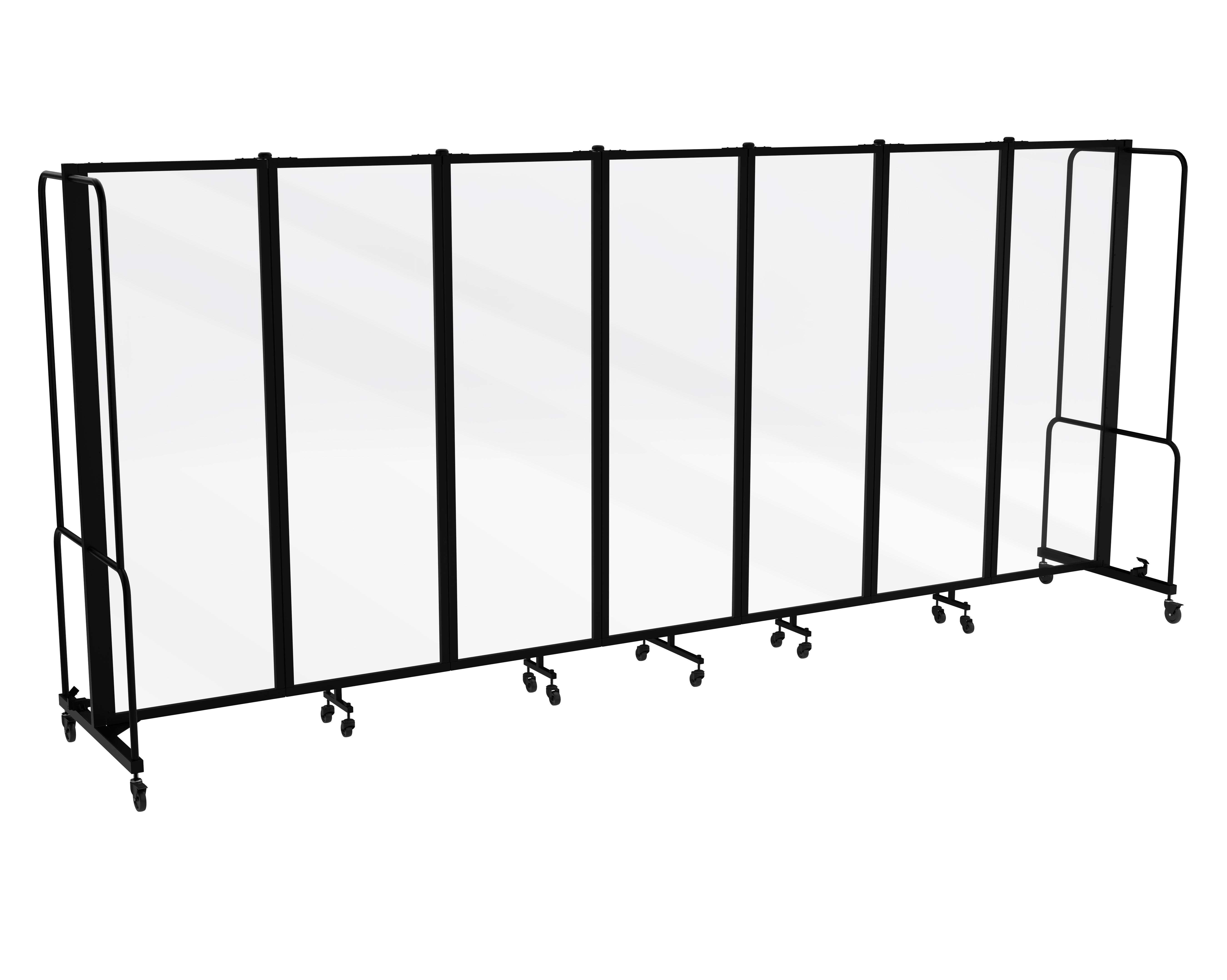 Hampden Furnishings Otis Collection Portable Room Divider, 7 Transparent Panels, Black Frame