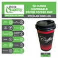 thumbnail image 2 of [400 Pack] 16oz Disposable Paper Coffee Cups with Black Dome Lids - For Hot, Cold Drink, Coffee, Tea, Cocoa, Travel, Office, Home, Cider, Hot Chocolate, To go, Compostable, Biodegradable, 2 of 5