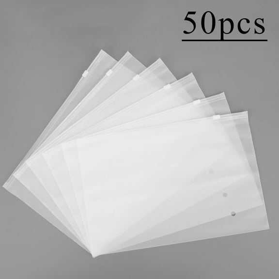 50Pcs Frosted Zipper Bags, Resealable Plastic Storage Bags for Clothes, Zipper Bags with Slider Closre for Clothes Packaging & Storage, with Vent Holes