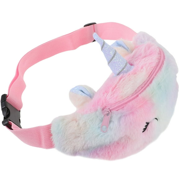 DINHEAROM Mini Crossbody Bag Pink Plush 1Pack 10.4X4.9X2.7In