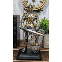 Medieval Swordsman Roccoco Italian Knight Figurine 8" Suit of Armor Coat Of Arms
