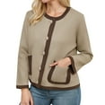 thumbnail image 1 of WEIYLL Womens Tops Knit Cardigan Sweater Coat Color Design Versatile Elegant Khaki Ladies Fall Tops ,L, 1 of 5