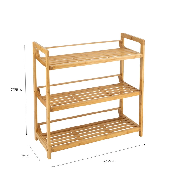 Organize It All 3 Tier Bamboo Bathroom Corner Storage Shelf