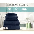 thumbnail image 5 of 100% Cotton Bath Towels - 6 Piece Set, Extra Soft & Fluffy, Bath Towel Set - 2 Bathroom Towels, 2 Hand Towels & 2 Washcloths - Navy Blue, 5 of 9