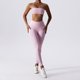 thumbnail image 1 of Conjunto de yoga para gimnasio de color sólido, conjunto de yoga para mujer, conjunto de 2 piezas, chándal de entrenamiento, traje de fitness, leggings de cintura, 1 of 5