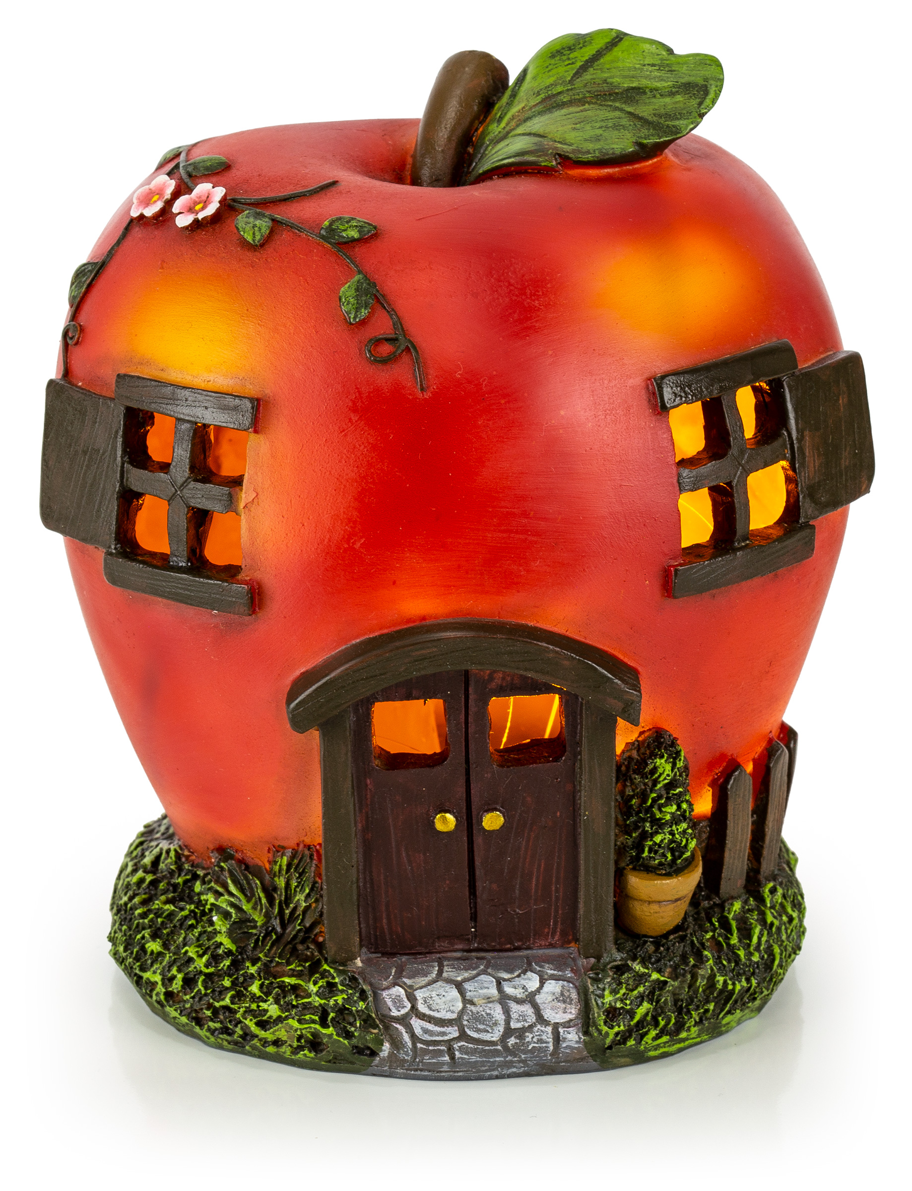 VP Home Apple Fairy House Solar Powered Outdoor Decor LED Garden Light Images VP Home Apple Fairy House Solar Powered Outdoor Decor LED Garden Light