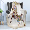 thumbnail image 4 of Goat Soft Flannel Fleece Throw Blanket, Reared up Grandioso Horns and Colorful Oriental Ornaments as Zodiac, Cozy Plush for Indoor and Outdoor Use, 50" x 70", Multicolor, by Ambesonne, 4 of 5