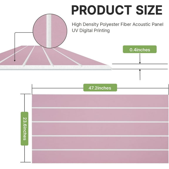 Acoustic 4 Pack Soundproofing  Print Panels, 47.2" x 23.6" x 0.4" Adhesive Noise Dampening Wall Panels for Home Studio, Office, Gaming Room, and Theater (Pink)