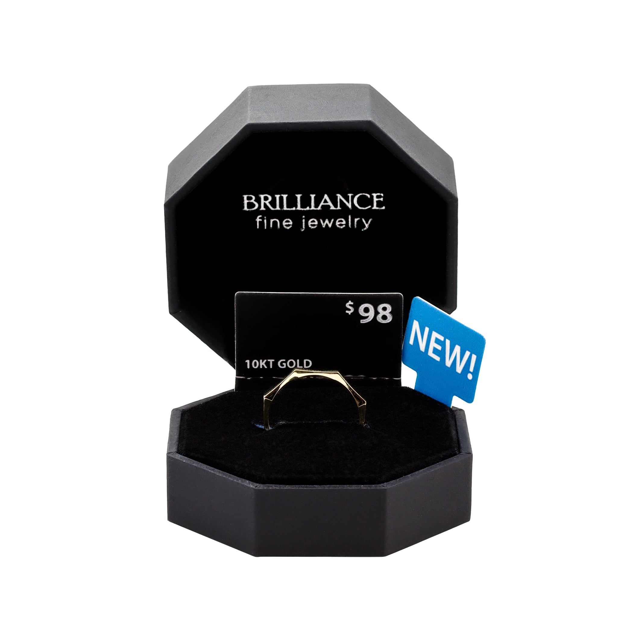 Brilliance Fine Jewelry Modern Collection Stackable 10KT Yellow Gold Beveled Band Ring, Size 7
