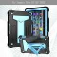 thumbnail image 3 of SaniMore Case for Amazon Fire HD 8 & 8 Plus (12th Generation, 2022), Shockproof Silicone Backplane & Rugged PC Frame Built-in Hidden Kickstand Anti-drop Heavy Duty Protective Case, Black/Blue, 3 of 6
