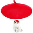 thumbnail image 1 of Boina para perro, gorro rojo para gato, diadema de lana para cachorro, boina de artista francés, minigorros, disfraz navideño para perro pequeño, accesorio para el cabello, 1 of 5