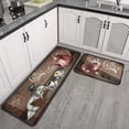 thumbnail image 2 of 2 Piece Coffee Kitchen Decor Rug Set, Home Kitchen Sink Rugs and Mats Non Skid Washable Absorbent Microfiber Kitchen Floor Carpet 17"x47"+17"x30", 2 of 5